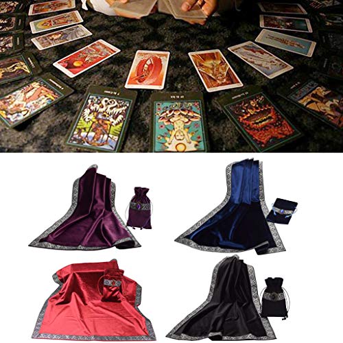 YUZI - Mantel de tarot con bolsa de tarjetas de terciopelo para altar tarot