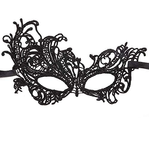 ZARRS Máscara de Encaje,9 Pack Masquerade Veneciano Máscaras Niñas Mujeres para Carnaval Fiesta de Baile Negro