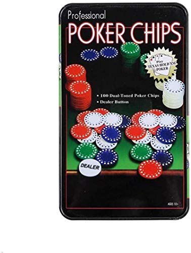 100 Piezas Casino Poker Fichas Conjunto con Botón De Caja y Distribuidor Texas Poker Chips Juego Tokens Fino Plástico Chips 1/5/10/25 Euro Four Par (Color: 1 Set)