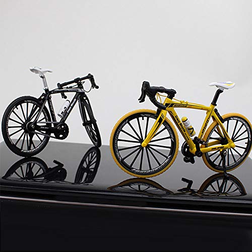 1:10 escala de metal modelo de bicicleta de carreras, bicicleta de montaña de dedo, mini modelo de ciclismo fundido a presión juguete de escritorio de la colección de manualidades (negro)