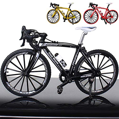 1:10 escala de metal modelo de bicicleta de carreras, bicicleta de montaña de dedo, mini modelo de ciclismo fundido a presión juguete de escritorio de la colección de manualidades (negro)