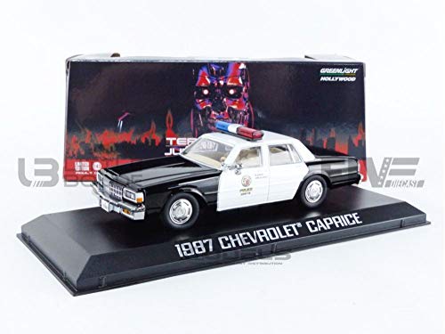 1987 Chevy Caprice Metropolitan Police Negro y Blanco Terminator 2: Día del Juicio (1991) Película 1/43 Diecast Model Car por Greenlight 86582