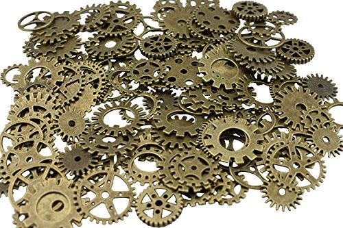 200 gramos surtidos de metal de bronce steampunk fabricación de joyas encantos Cog reloj rueda (200Gram, Bronce)