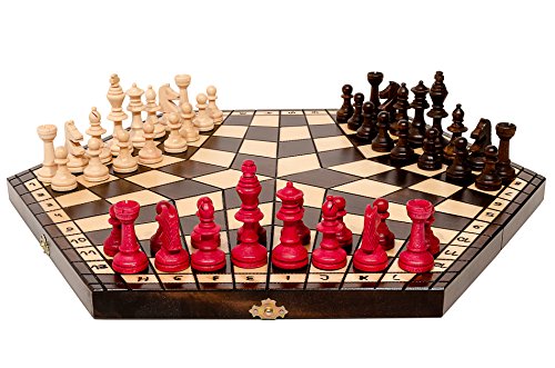 3 jugadores de ajedrez 47cm / 18in grande Juego de ajedrez de madera, hecho a mano Uniqe Juego