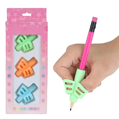 3 piezas mariposa lápiz Grips para niños Escritura Escritura dispositivo de corrección lápiz Grips del lápiz Ayuda Grip Postura de corrección Kit de escritura los dedos dobles