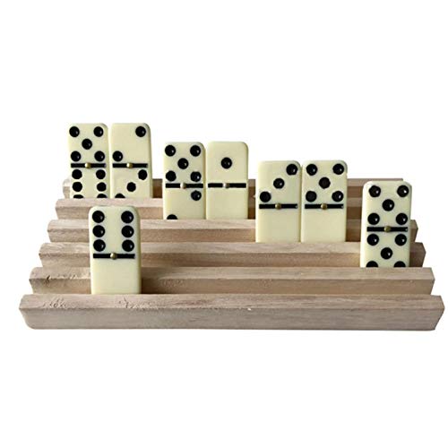 4 piezas/juego de soporte de dominó, estantes de madera para dominó, bandejas de azulejos Dominó de primera calidad, para patas de pollo, tren mexicano y juegos de dominó (dominó no incluido)