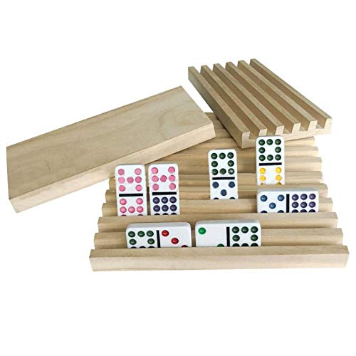4 piezas/juego de soporte de dominó, estantes de madera para dominó, bandejas de azulejos Dominó de primera calidad, para patas de pollo, tren mexicano y juegos de dominó (dominó no incluido)