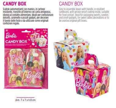 6 candy Box Barbi 6 unidades Box de cartón para alimentos Tema Barbie