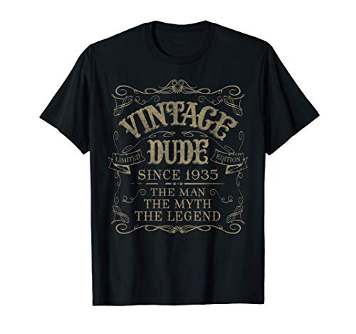 86th regalo de cumpleaños Vintage 1935 86 años de edad Camiseta
