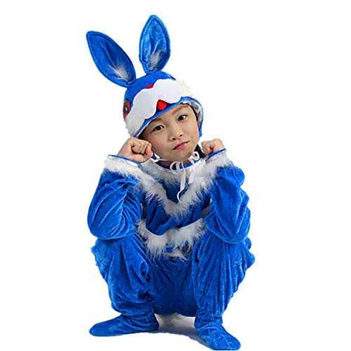 ABOOFAN Mono de Lobo Disfraces para Niños Traje de Disfraces Zapatos Sombrero Ropa Navidad Animal Cosplay Suministros Niños Niños Pequeños Niñas Decoraciones de Fiesta Azul 90Cm