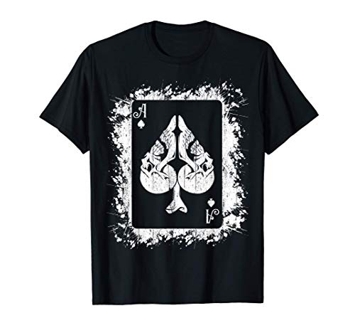 Ace of Spade Poker Gótico Halloween Baraja de cartas Jugador Camiseta