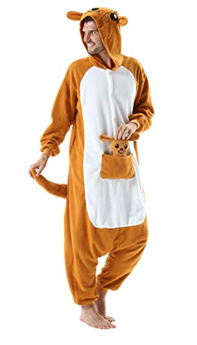 Adultos Animal Pijamas Cosplay Animales de Vestuario Ropa de Dormir Halloween y Carnaval Disfraces Canguro Naranja S
