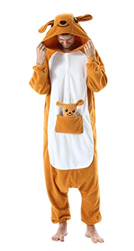 Adultos Animal Pijamas Cosplay Animales de Vestuario Ropa de Dormir Halloween y Carnaval Disfraces Canguro Naranja S