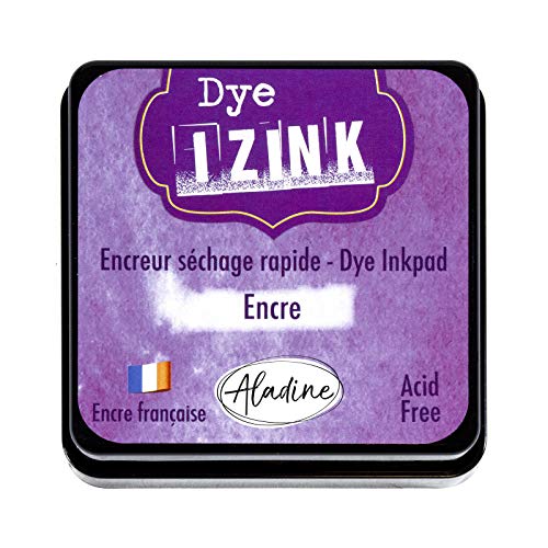 Aladine Izink Dye Violet - Tinta de Secado rápido para Sellos y Plantillas - Scrapbooking y Carteria Creativa - Tinta Francesa - Talla M - 5 x 5 cm - Color Morado - Tinta