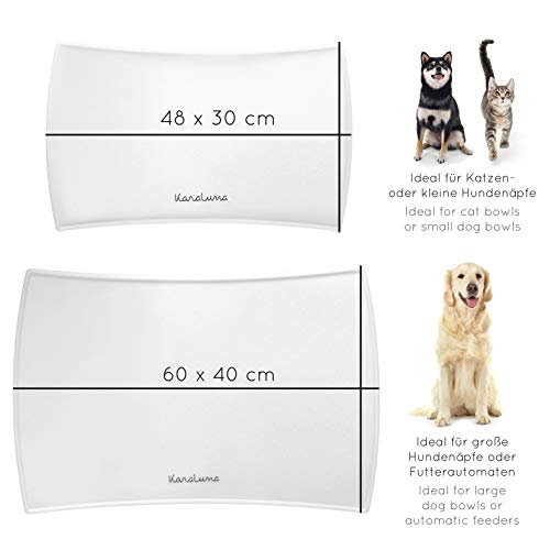 Alfombrilla para comederos de silicona, 48 x 30 cm (transparente, curva), para gato y perro, alfombrilla antideslizante