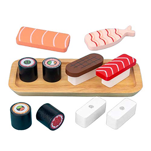 Amagogo Juego de Sushi de Madera Juego de Alimentos para niños Juego de Cocina Juguetes de Cocina Juego de rol de simulación Juego