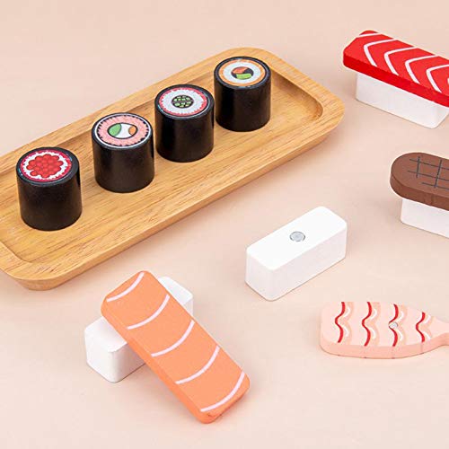 Amagogo Juego de Sushi de Madera Juego de Alimentos para niños Juego de Cocina Juguetes de Cocina Juego de rol de simulación Juego