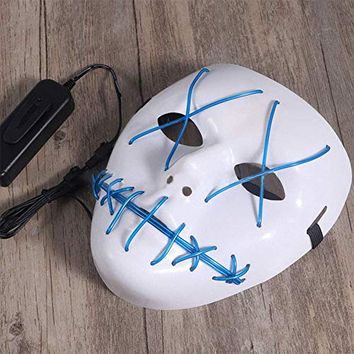 Amasawa LED Máscaras Adultos Cosplay Sin Batería con 4 Modos para Halloween la Fiesta de Disfraces la Navidad (Azul)
