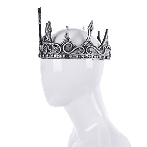 Amosfun - Tiara de plata retro con corona de rey medieval para fiesta