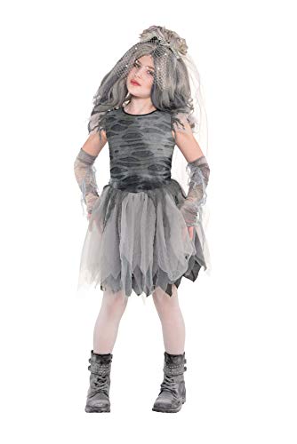 amscan Dress Children Size 8+ Years Vestido Zombie para niños de 8 años en adelante, Color Gris, 8-10 (847436)