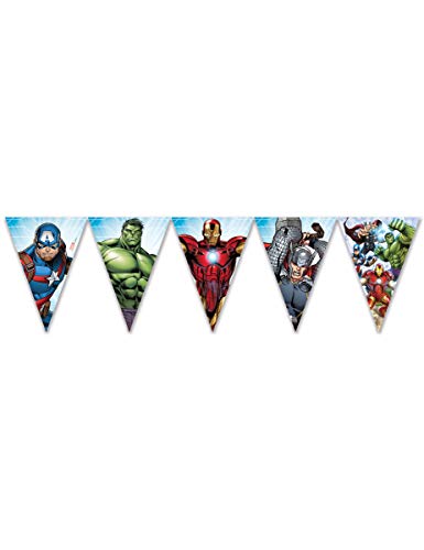 AMSCAN - Guirnalda de banderines de Los Vengadores para decoración de cumpleaños, 2,3 m, multicolor, PRS87971 , color/modelo surtido