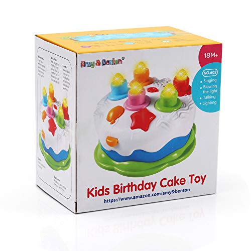Amy & Benton - Pastel de cumpleaños para bebés para niños pequeños, Juguete Musical de educación temprana para 1 2 3 años con luz y Sonido, Regalo para niños y niñas