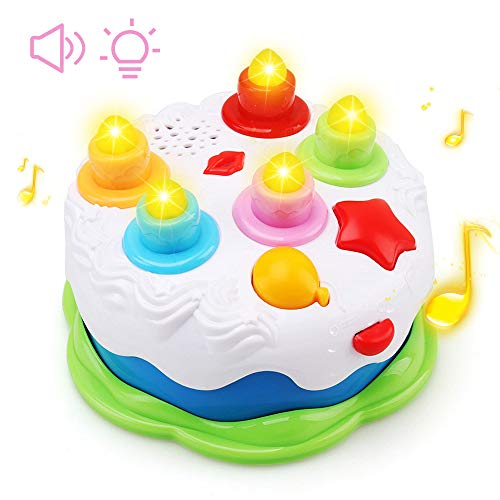 Amy & Benton - Pastel de cumpleaños para bebés para niños pequeños, Juguete Musical de educación temprana para 1 2 3 años con luz y Sonido, Regalo para niños y niñas