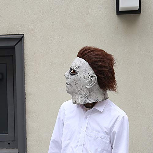 Ani·Lnc Michael Myers Máscara Película de Terror de Halloween Cosplay Látex Adulto Cara de Casco Completo Fiesta de Halloween Scary Prop