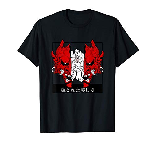 Anime Demonio Japonés Flor Diablo Oni Harajuku Estética Camiseta