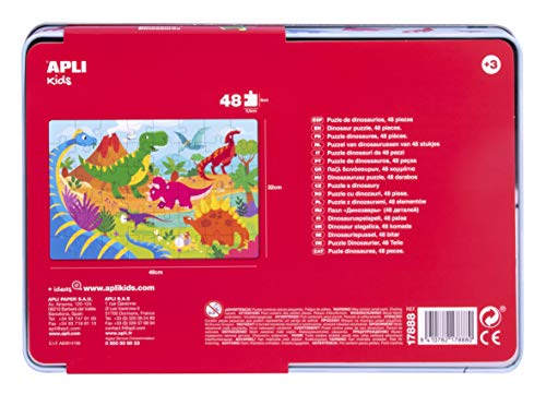 APLI Kids- Dinosaurios Puzle, 48 Piezas, Multicolor (17888)