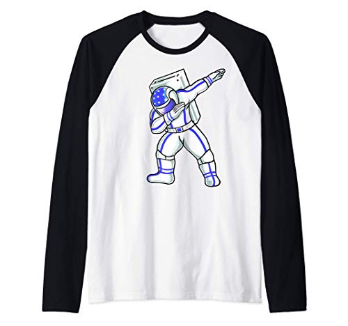 Astronauta dabbing, dab dance Planetas espaciales Camiseta Manga Raglan