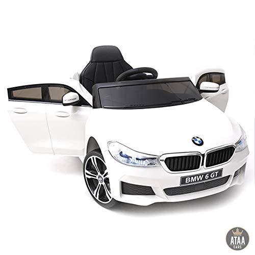 ATAA BMW 6 GT Licenciado 12v - Blanco - Coche eléctrico para niños batería 12v con Mando Control Remoto Padres