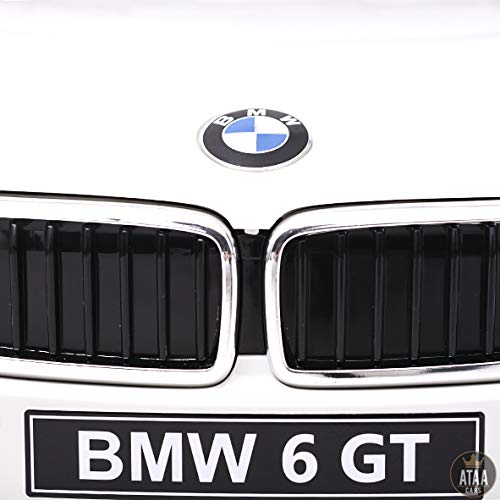 ATAA BMW 6 GT Licenciado 12v - Blanco - Coche eléctrico para niños batería 12v con Mando Control Remoto Padres