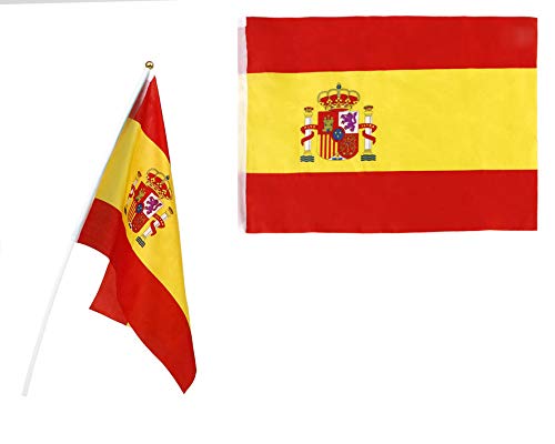 Atosa-22191 Atosa-22191-Banderin De España con Mastil Plastico 45X30 cm-Mundial De Fútbol Y Deportes, Color Rojo y Amarillo (22191)