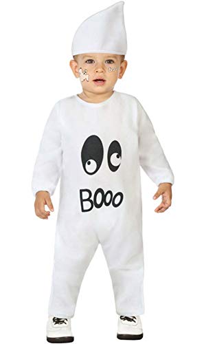 Atosa-55947 Atosa-55947-Disfraz Fantasma para niño bebé-Talla, Color blanco 6 a 12 Meses (55947