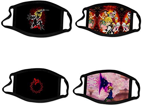 AUGYUESS FGBD-4564 - Pasamontañas para disfraz de anime, 4 unidades, diseño de los siete pecados mortales, color negro