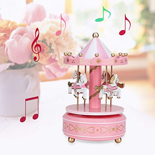 AUNMAS Merry-Go-Round Music Box Carrusel Caja Musical para Navidad Boda Regalo de Cumpleaños Tienda de Exhibición Artesanía Decoración del Hogar (1#)