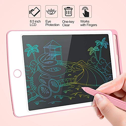AUTU Tableta de escritura LCD digital eWriter de gráficos electrónicos, portátil, tablero de escritura a mano, bloc de dibujo para niños, adultos, hogar y escuela, pantalla colorida de 25,4 cm (rosa)