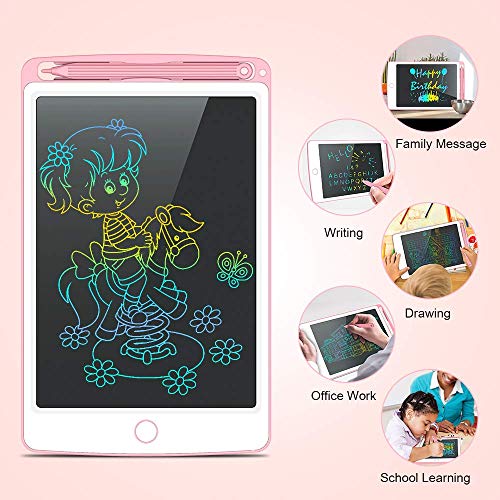 AUTU Tableta de escritura LCD digital eWriter de gráficos electrónicos, portátil, tablero de escritura a mano, bloc de dibujo para niños, adultos, hogar y escuela, pantalla colorida de 25,4 cm (rosa)