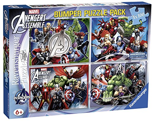 Avengers Avengers-07076 Rompecabezas 4 x 100 Piezas (Ravensburger 7076)