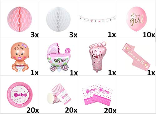 Baby Shower Decoración Party Set | Rosa Dorado | Its a Girl Niña Fiesta Decoraciónes Adornos (20 Personas)