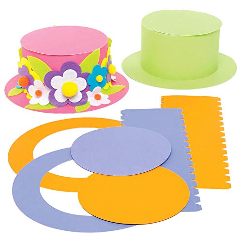 Baker Ross AC735 Kits Sombrero de Colores (paquete de 4) para que los niños diseñen, decoren y usen