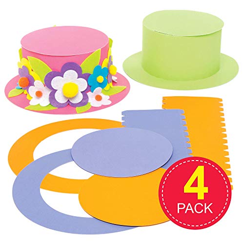 Baker Ross AC735 Kits Sombrero de Colores (paquete de 4) para que los niños diseñen, decoren y usen