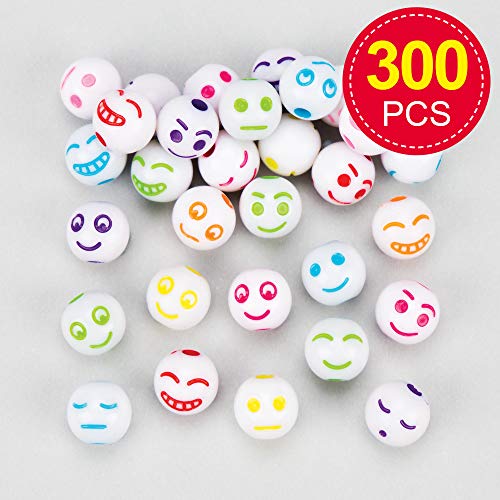Baker Ross Cuentas de Colores con Caras Divertidas (Paquete de 300) Para crear pulseras y collares con niños