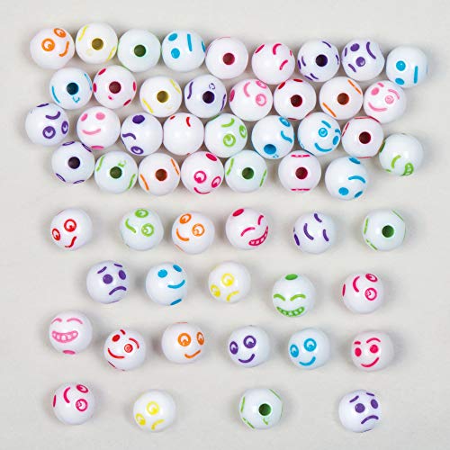 Baker Ross Cuentas de Colores con Caras Divertidas (Paquete de 300) Para crear pulseras y collares con niños