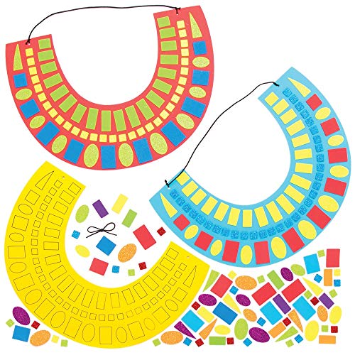 Baker Ross Kit de Mosaico de Collar Egipcio Antiguo AT852 (paquete de 4) para proyectos de arte y manualidades para niños, lecciones de historia y disfraces, surtidos