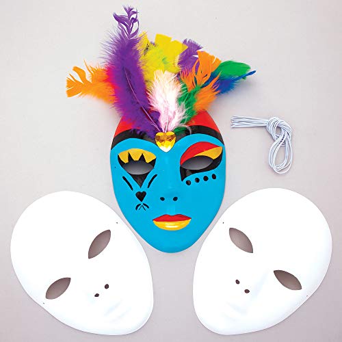 Baker Ross Mascarillas plásticas en blanco: decorar su propia máscara es el accesorio ideal para disfraces de Halloween, disfraces, fiestas y más (paquete de 6)