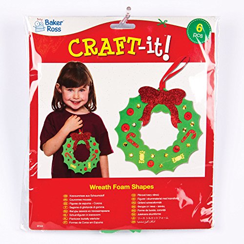 Baker Ross - Plantillas de coronas navideñas de espuma que los niños pueden decorar y personalizar (pack de 6)