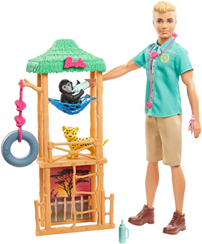 Barbie Ken Quiero Ser Veterinario de vida silvestre, muñeco con accesorios (Mattel GJM33)