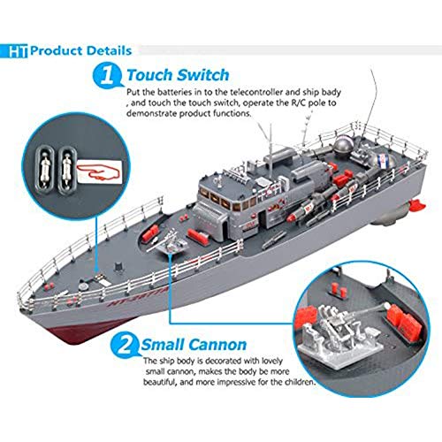 Barco RC 1:275 Destructor Barco De Guerra Control Remoto Barcos Militares Navales Barco De Carreras Modelo Electrónico para Niños Juguetes De Cumpleaños para Aficionados